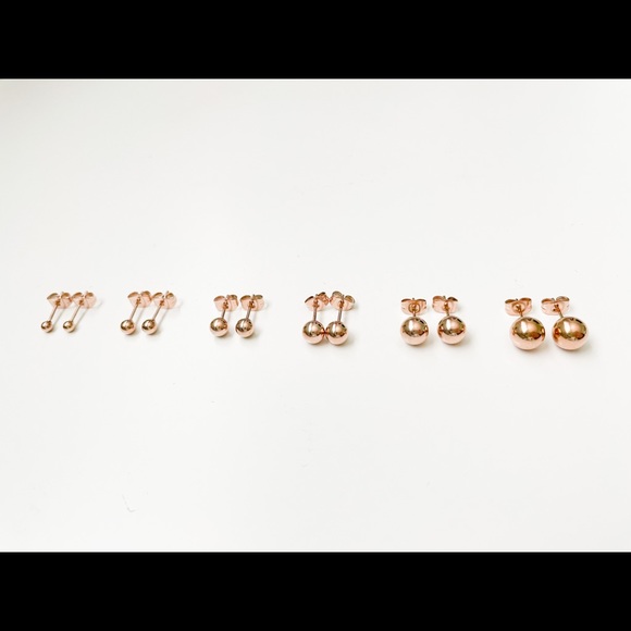 Ruifan Rose Gold Plated Stainless Steel 3mm - 8 mm (6 Pairs) - Picture 2 of 4